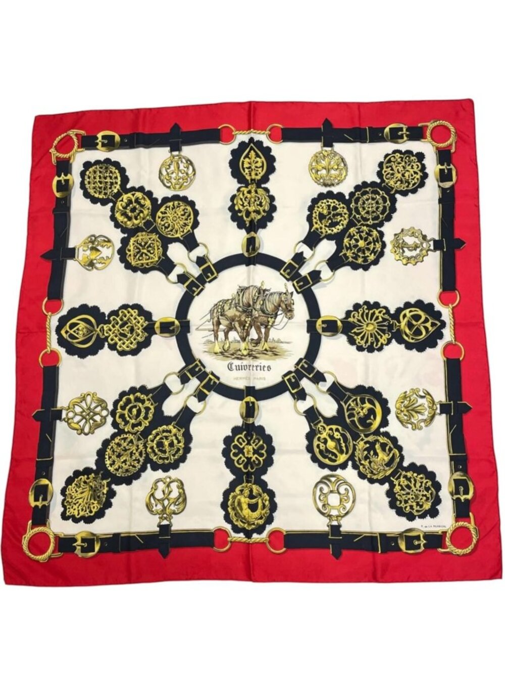 Hermes Cuivreries Scarf Silk Multicolor Carre 90